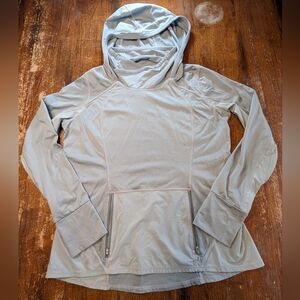 Athleta Plush Tech 3.0 Pullover Gray Women's Large Hooded Athleisure Used